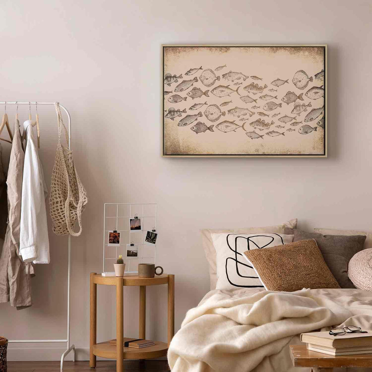 Leinwandbild Fische Japandi-Stil – Minimalistische Wandkunst