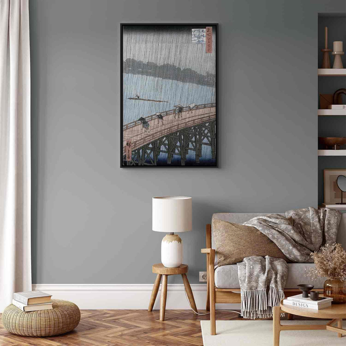 Leinwandbild - Utagawa Hiroshige – Sudden Shower over Shin-Ohashi Bridge and Atake