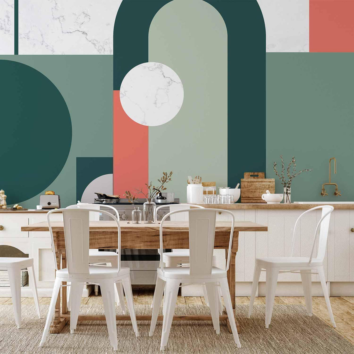 Fototapete - Geometric Pattern With Marble Motif