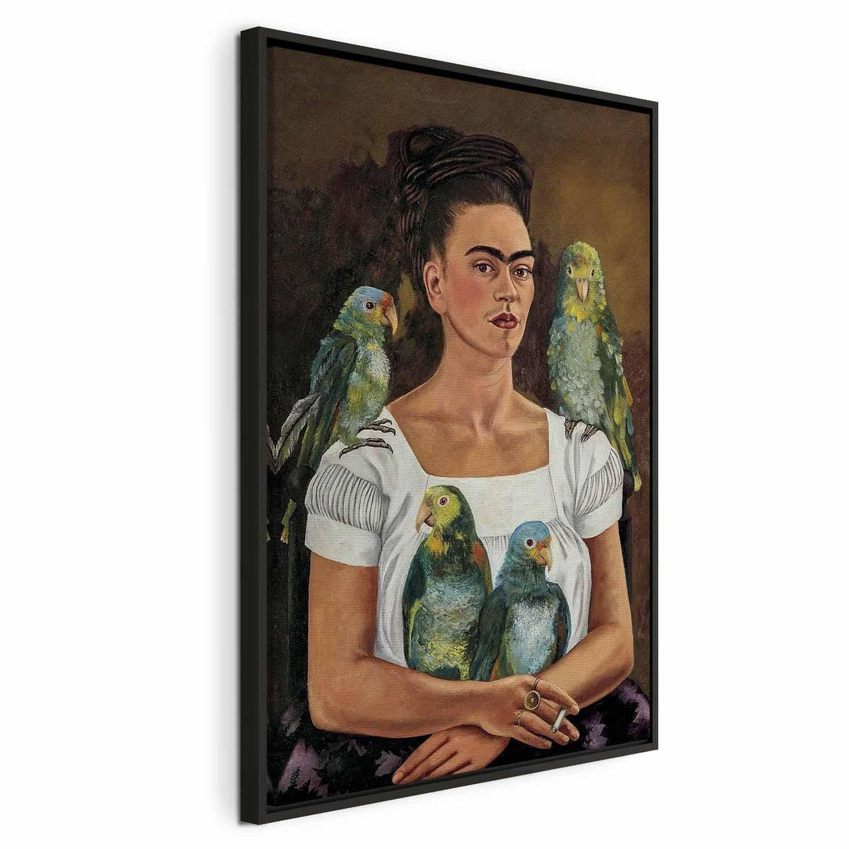 Leinwandbild - Frida Kahlo – Me and My Parrots