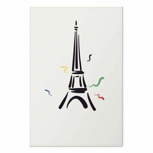 Poster - Black Illustration of the Eiffel Tower on a Light Background