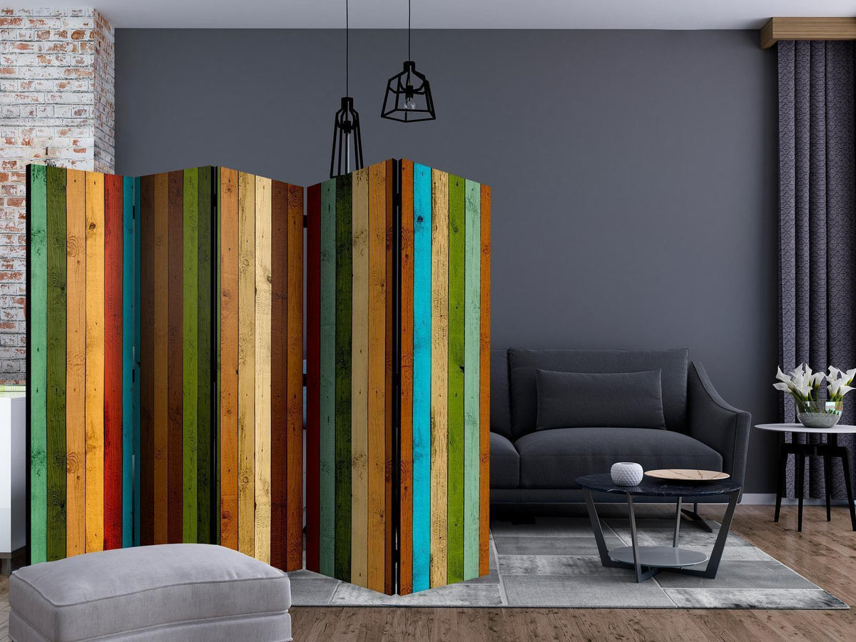 Paravent Holzregenbogen – Natürlicher Raumteiler mit Holzstruktur