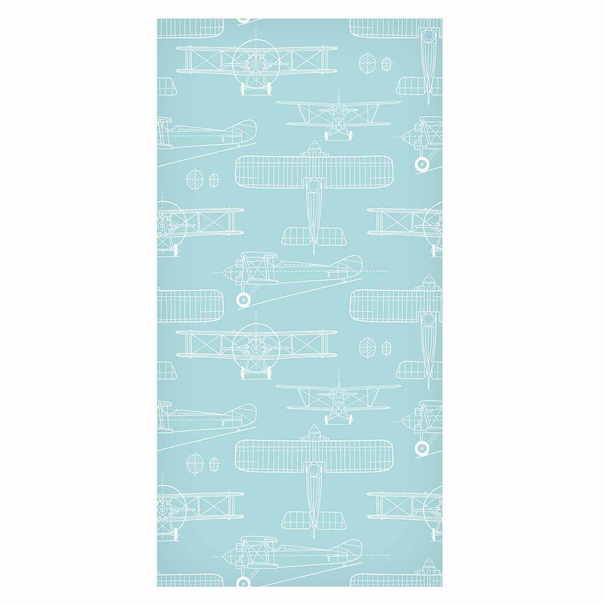Tapete - Sketch - Outline of an airplane in white on a turquoise background