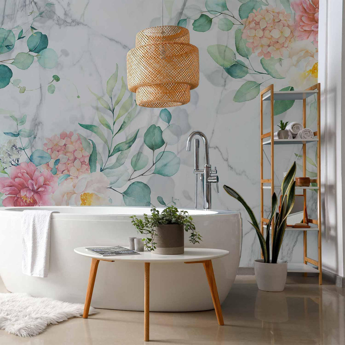 Fototapete - Flowery Marble