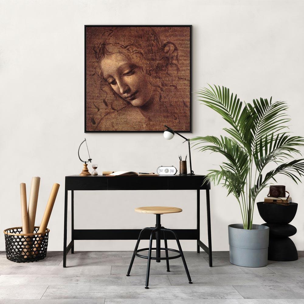 Leinwandbild - Leonardo da Vinci – Head of a Young Woman (Leda)