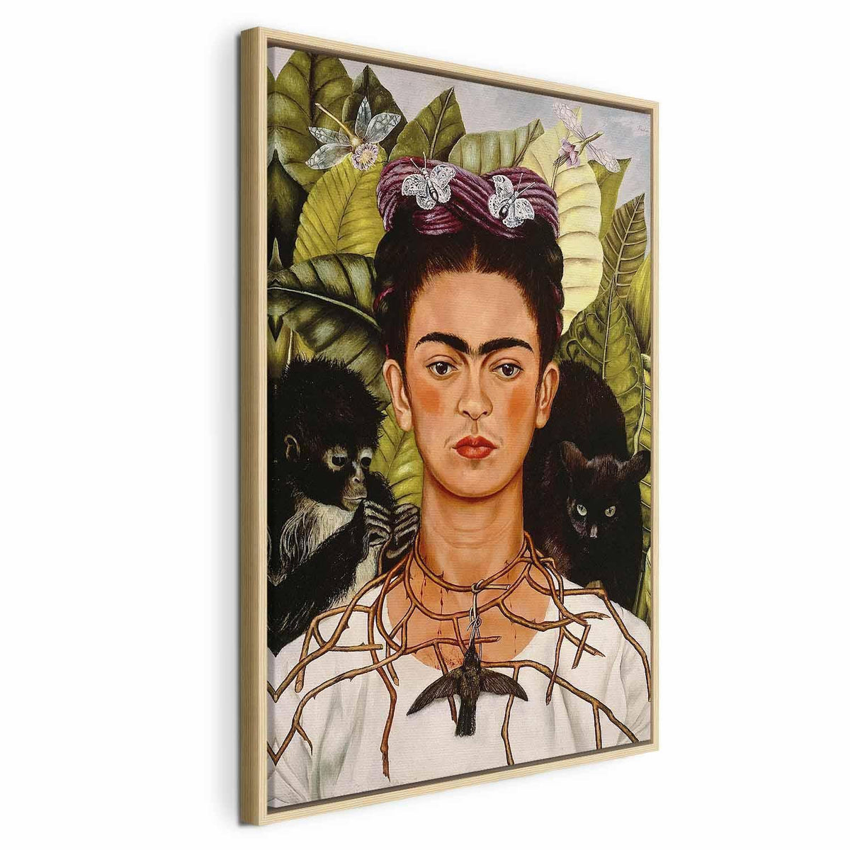 Leinwandbild - Frida Kahlo – Self-Portrait with Thorn Necklace and Hummingbird