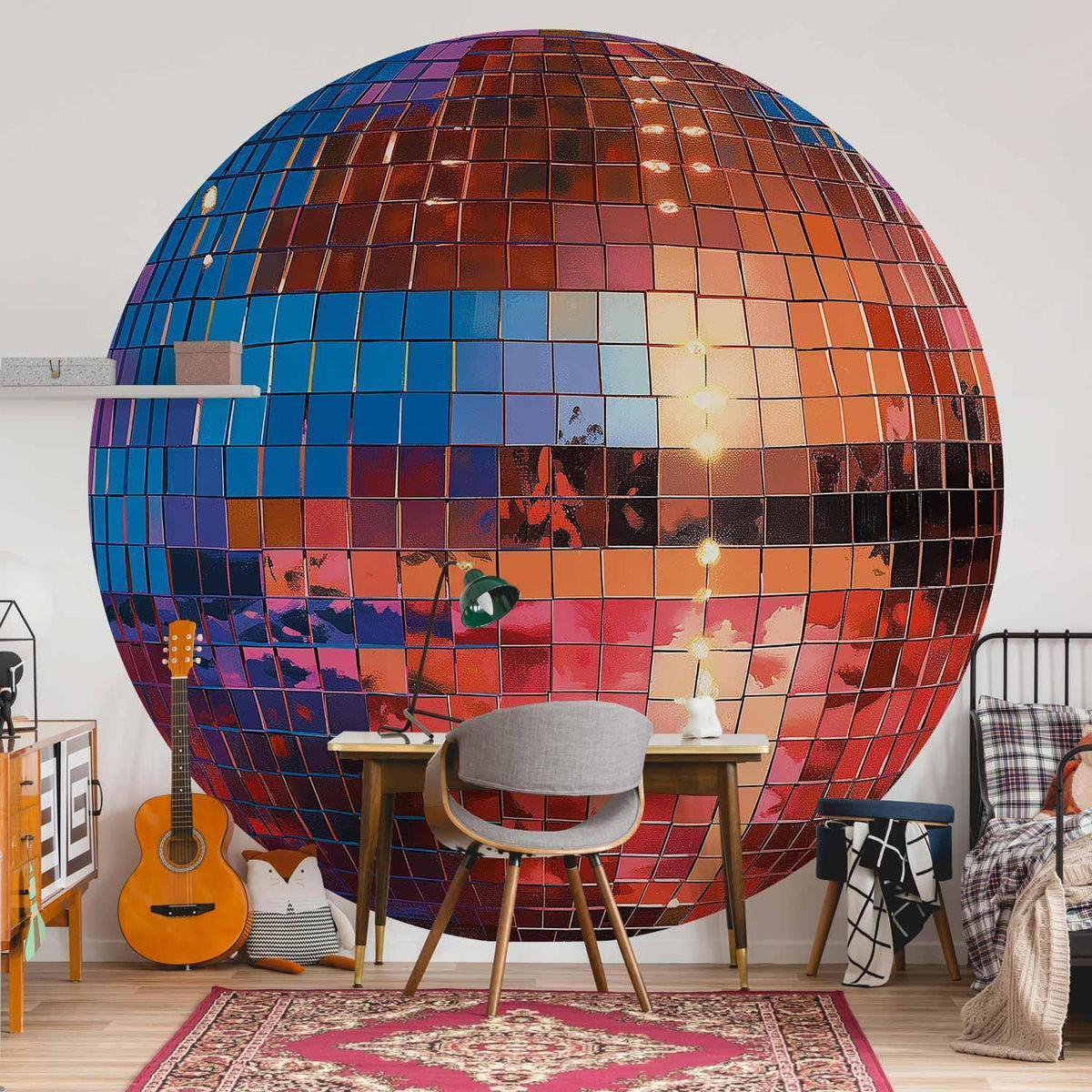 Runde Fototapete - Old gold disco ball