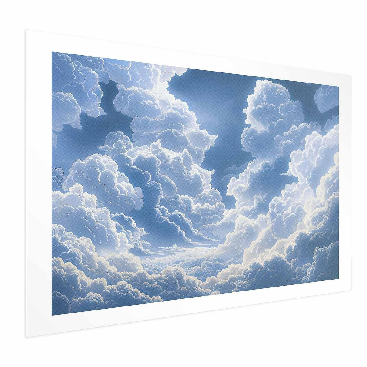 Poster - Blue Sky Breaking Through White, Fluffy Clouds