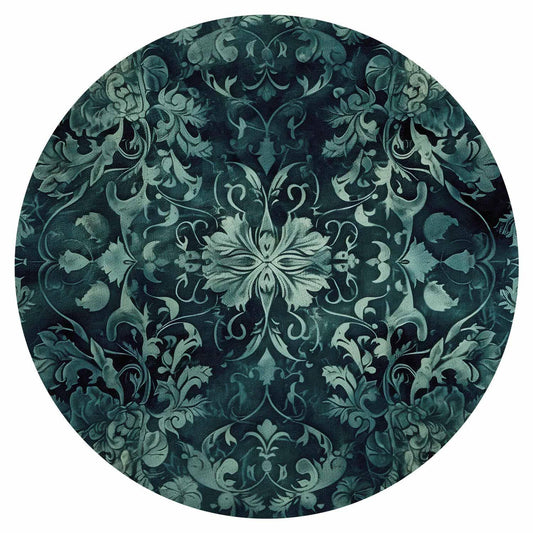 Runde Fototapete - Oriental carpet pattern: emerald ornaments and worn patterns