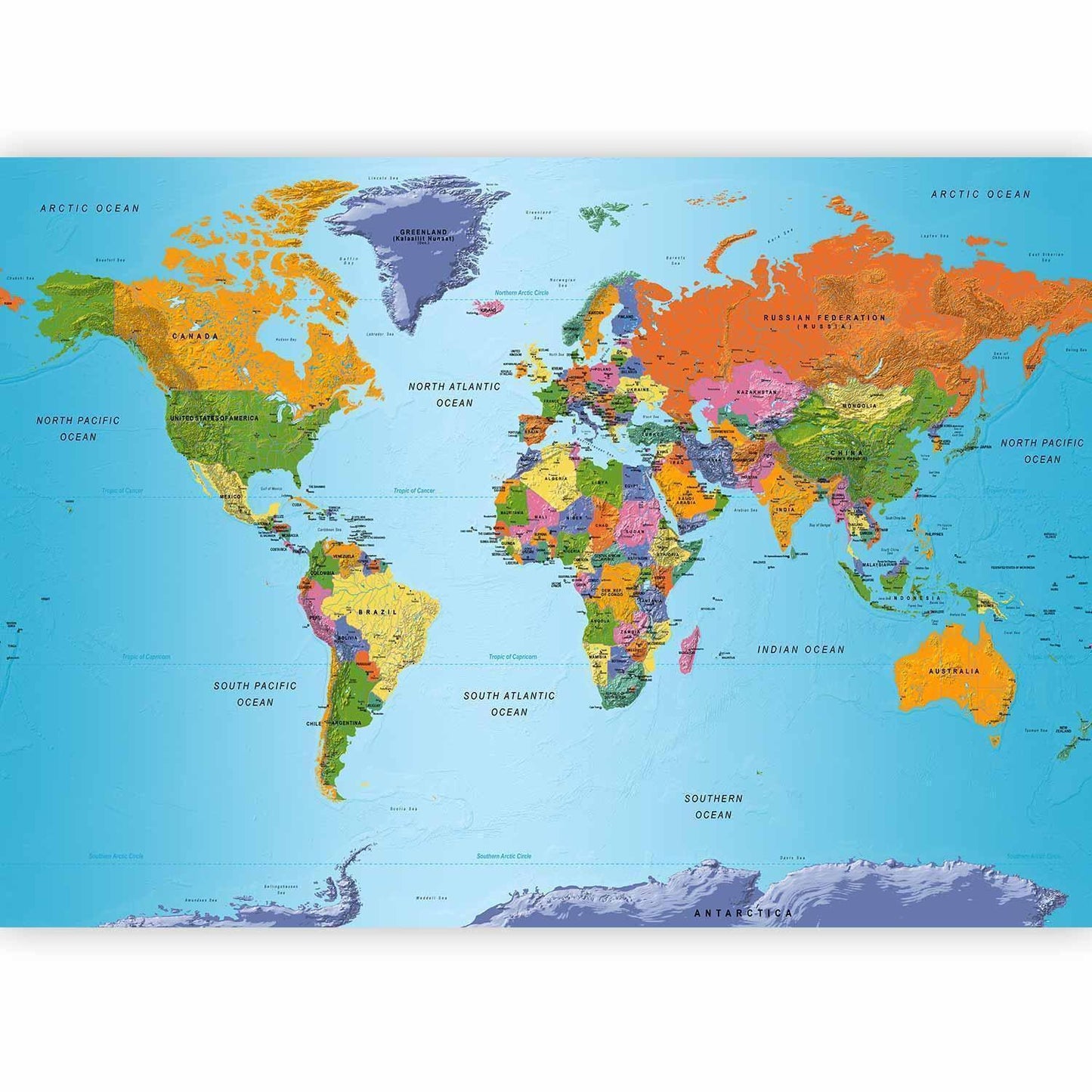 Fototapete „Weltkarte – Bunte Geografie“ – Farbenfrohes Wissensdesign für deine Wand sawelt.eu
