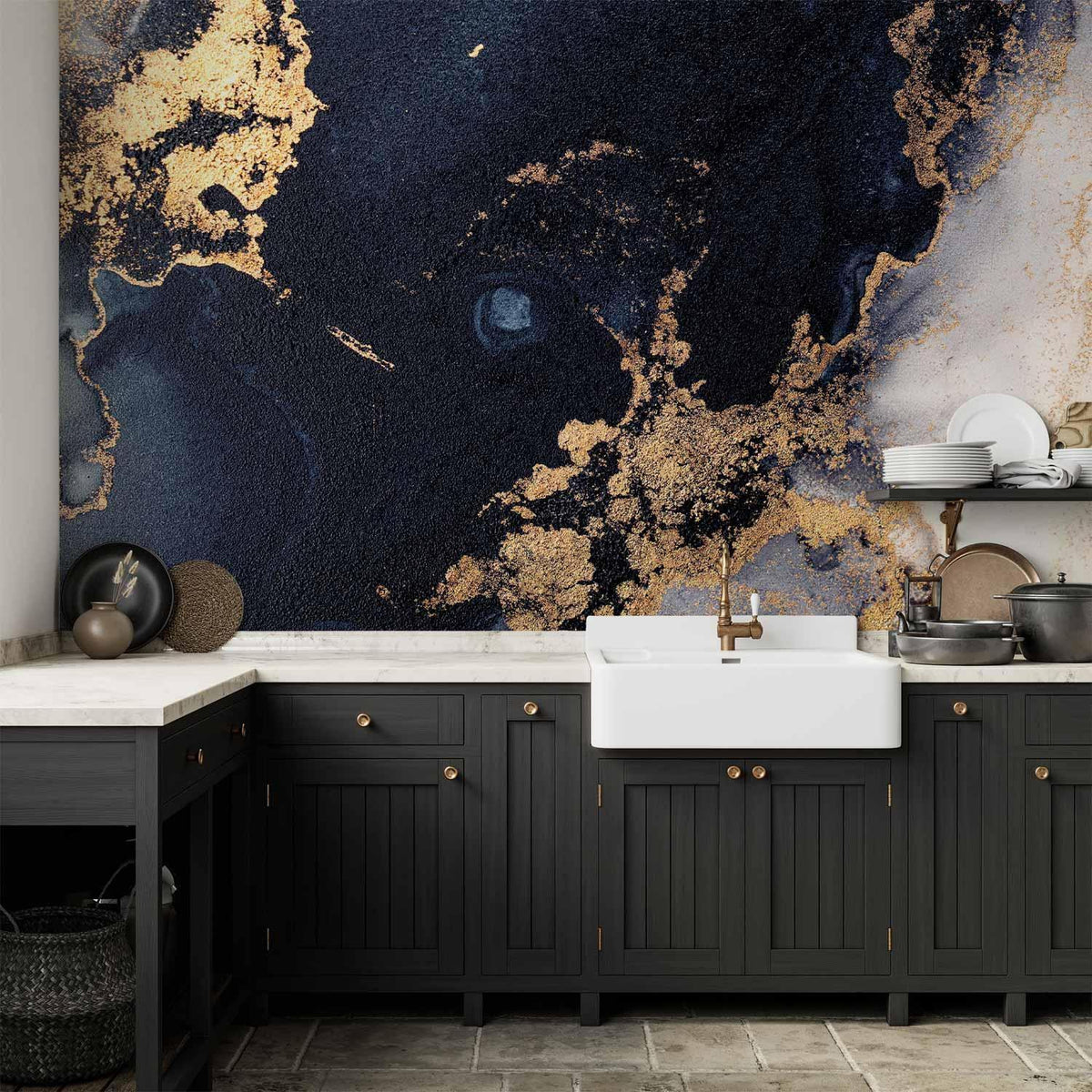 Fototapete - Marble and Garnet - Abstract Textured Pattern Inspired by a Starry Sky