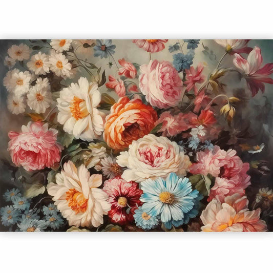 Fototapete Duft der Gartenblumen – Romantische Blütenpracht in sanften Farben