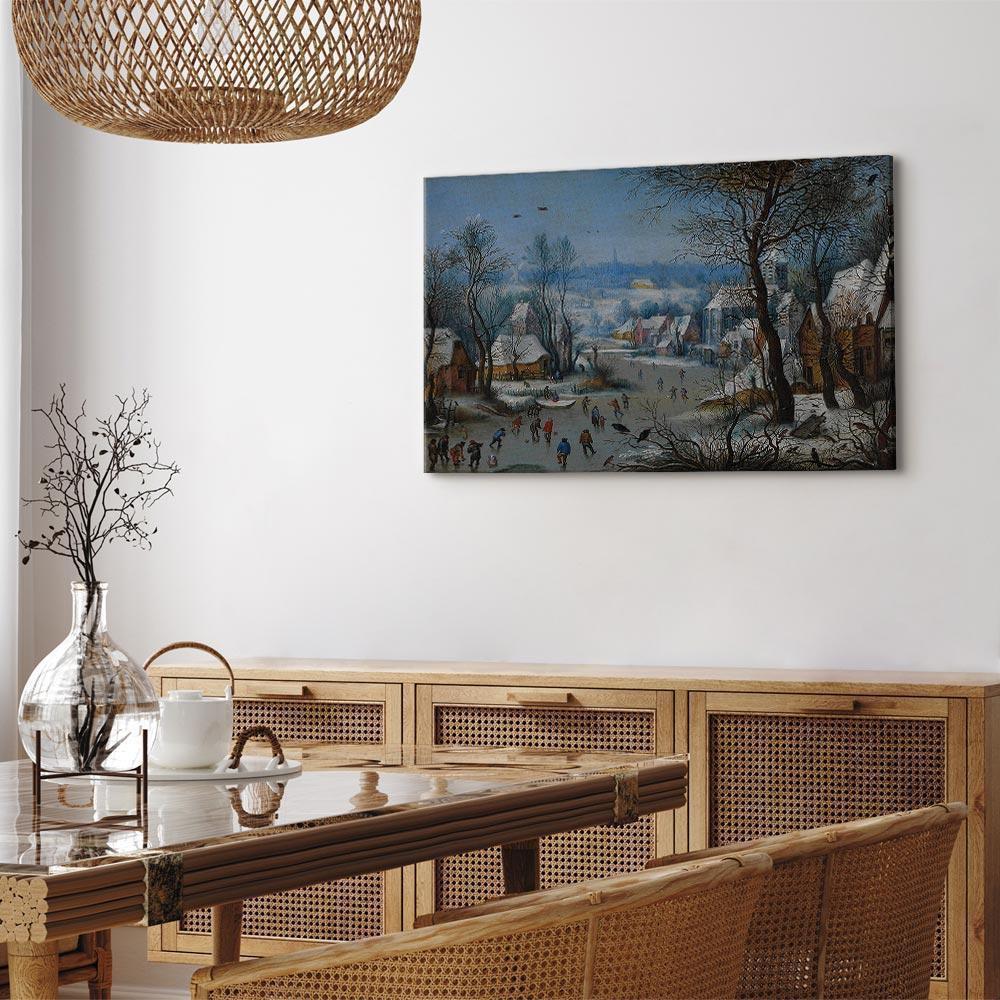 Leinwandbild - Pieter Brueghel the Younger – Winter Landscape with a Bird Trap