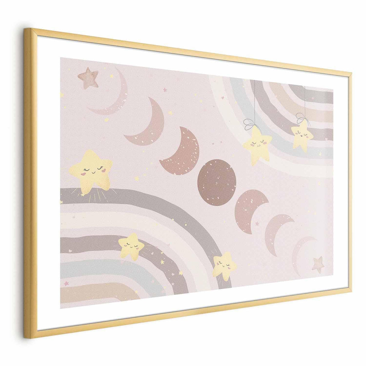 Poster - Phases of the Moon with a Rainbow