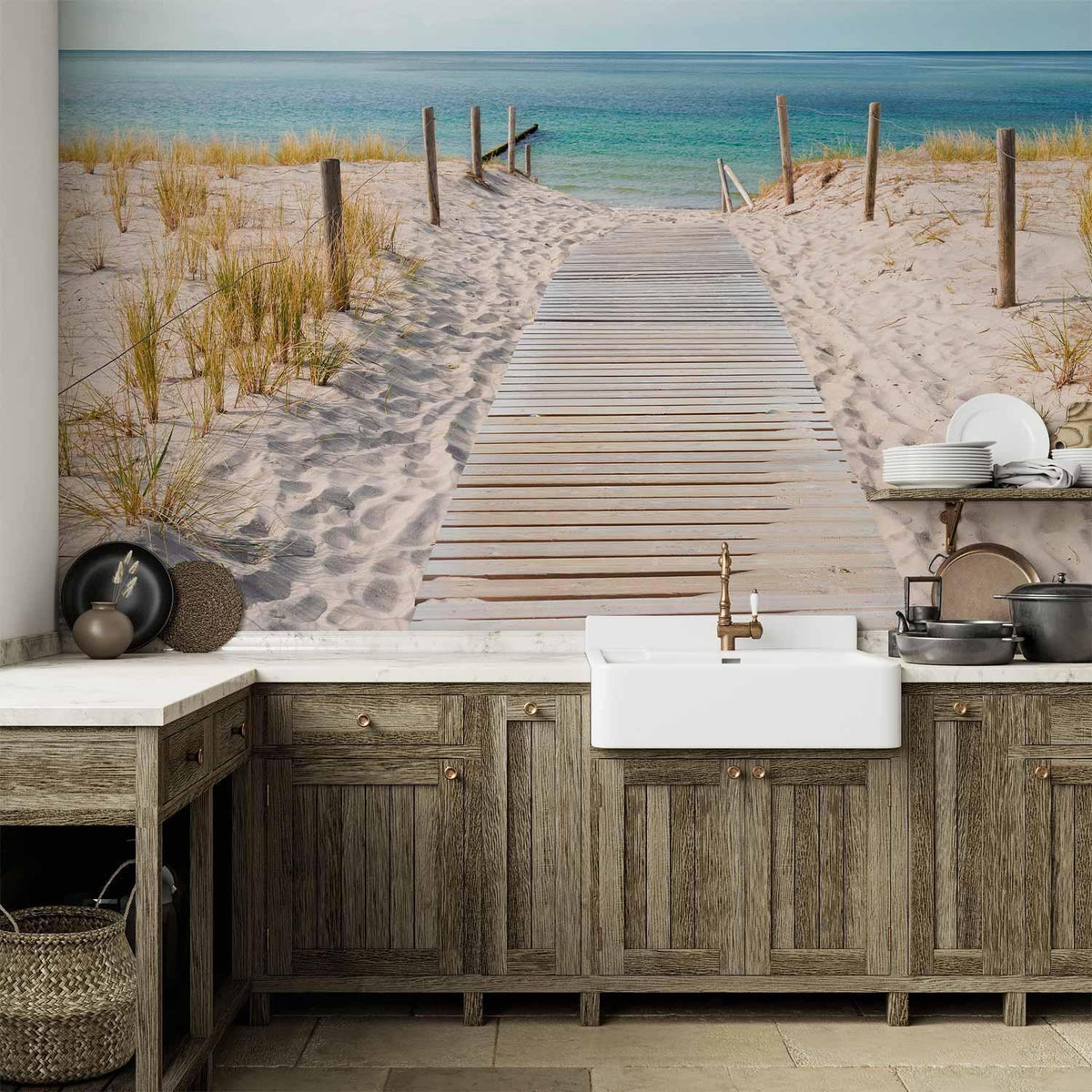 Fototapete Urlaub am Meer – Entspannte Strandszene