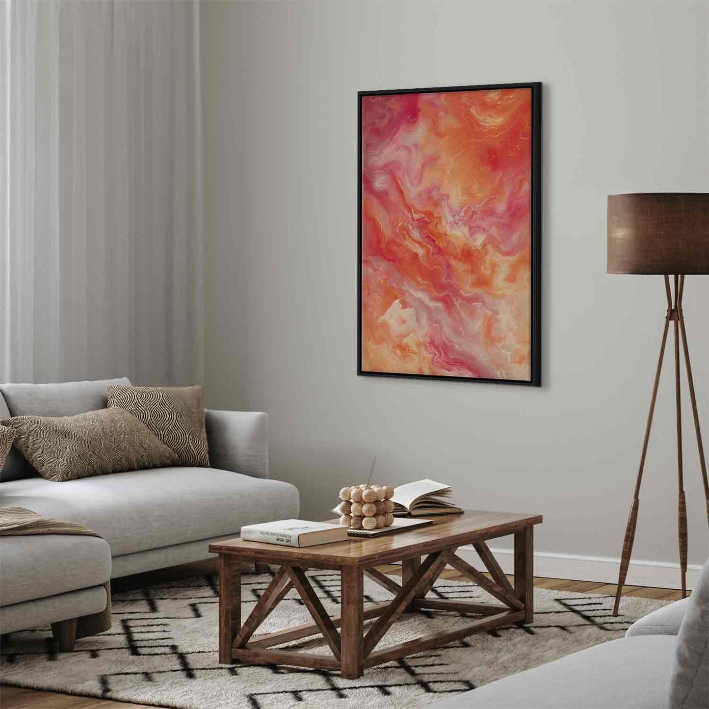 Leinwandbild - Fiery Colors - Dynamic Shapes in Colors of Fire and Pink Artgeist