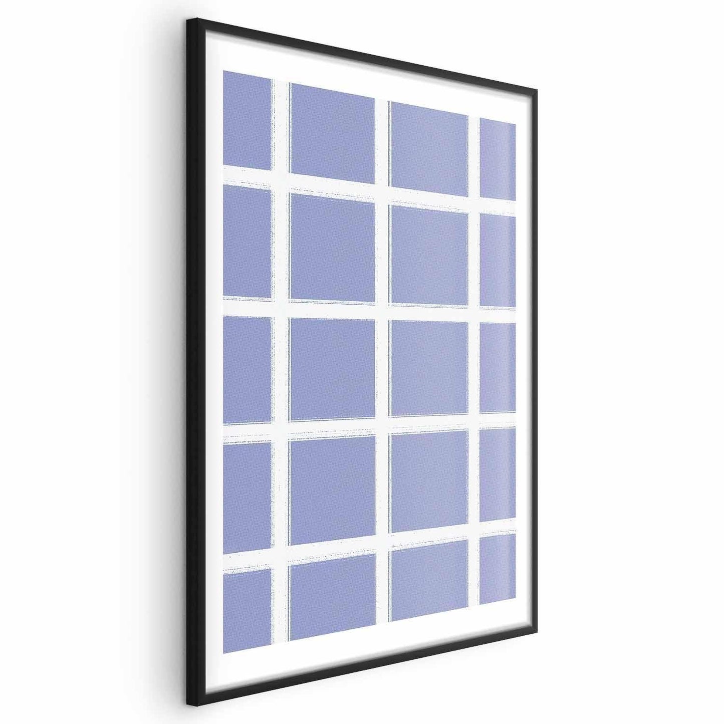 Poster - White Lines - a grid with large gaps on a blue background Artgeist