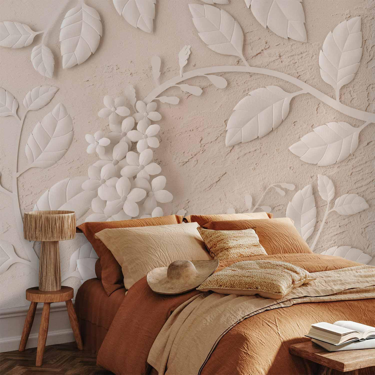 Fototapete - Paper Flowers (Beige)