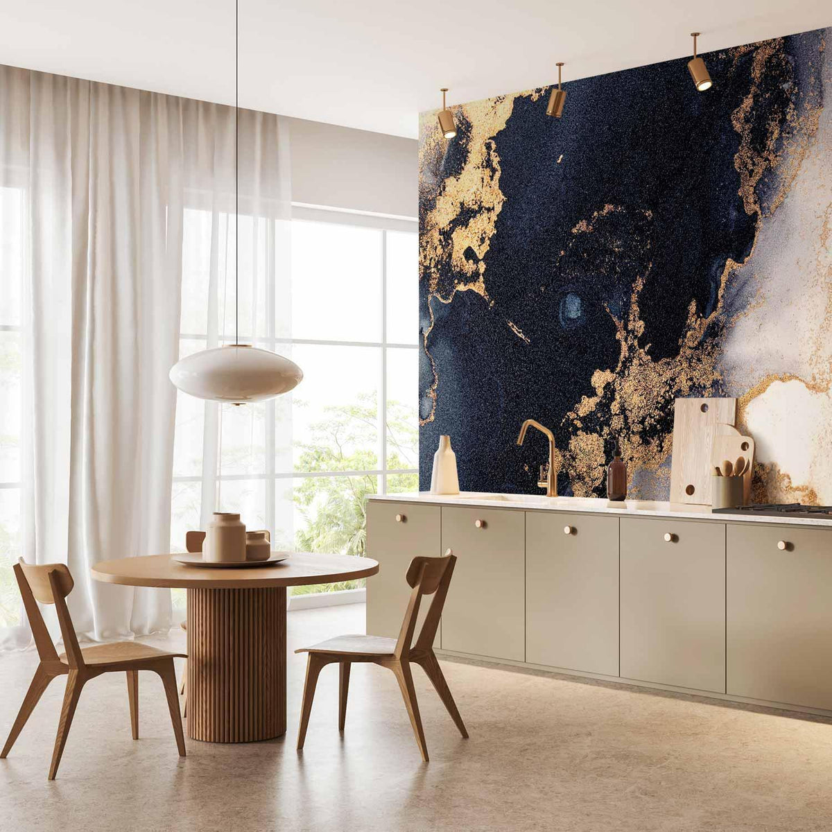 Fototapete - Marble and Garnet - Abstract Textured Pattern Inspired by a Starry Sky