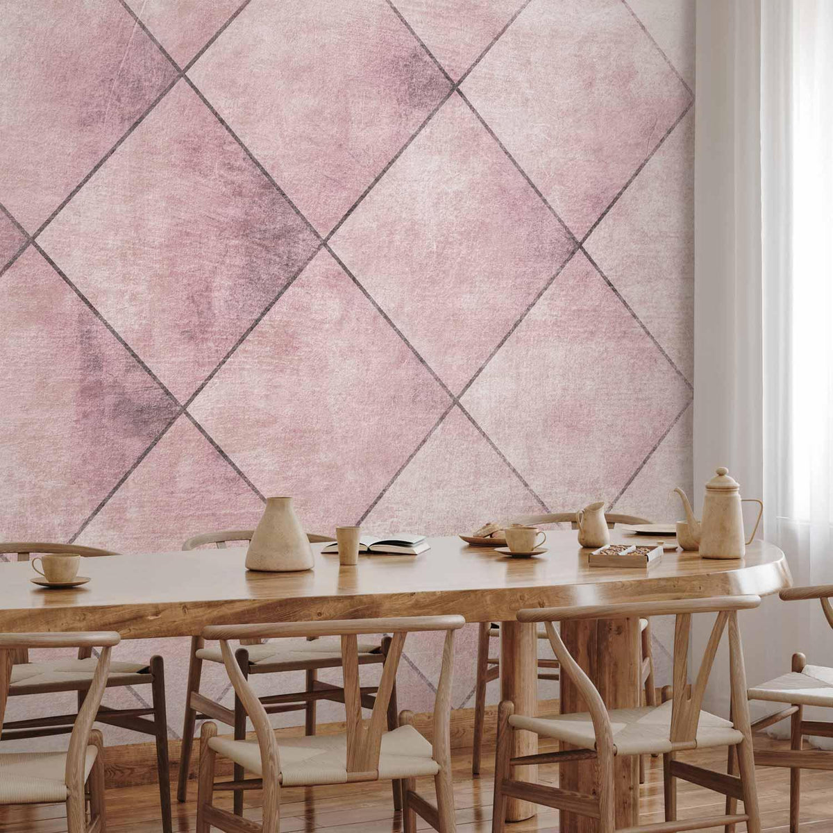 Fototapete - Perfect cuts - uniform geometric pattern in tiled pattern with pattern