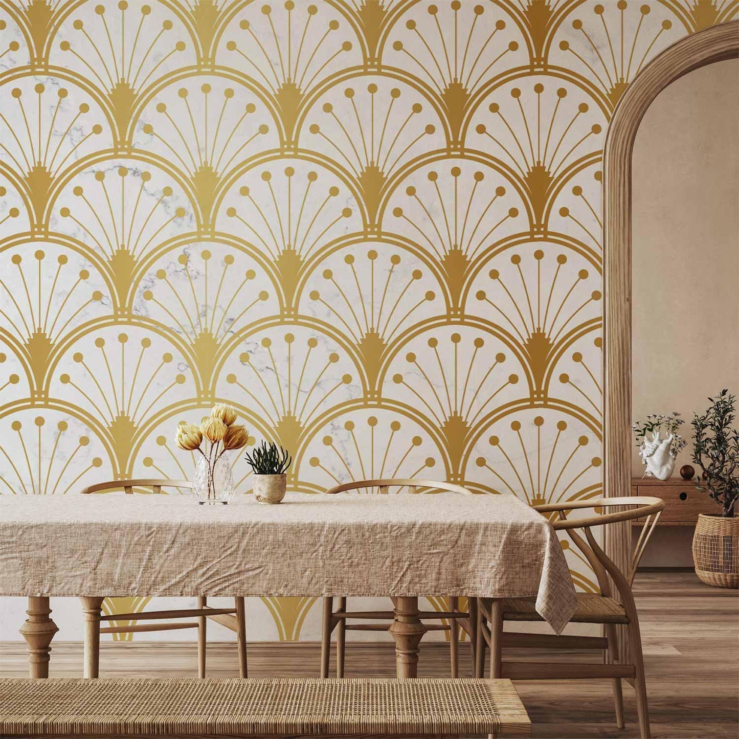 Fototapete - Gold and Marble Art Deco-inspired Pattern Artgeist