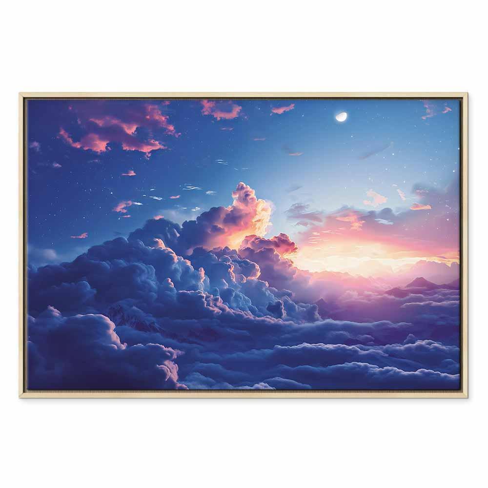 Leinwandbild - Night Concert in the Mountains: Clouds Illuminated by the Last Rays of the Sun