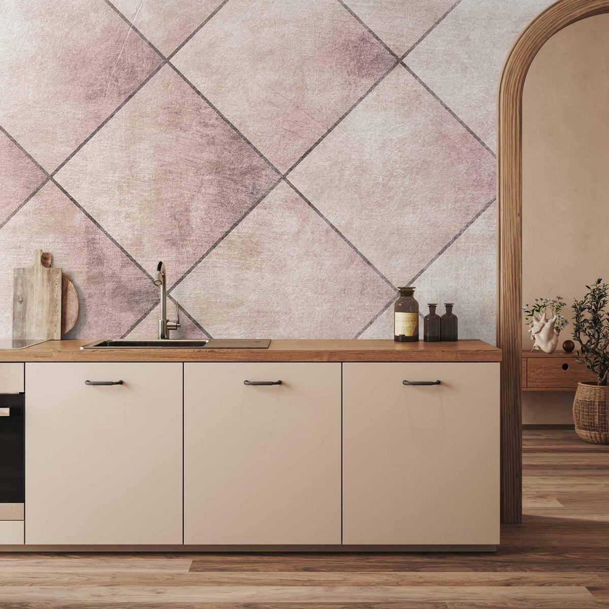 Fototapete - Perfect cuts - geometric symmetrical tiled pattern with pattern