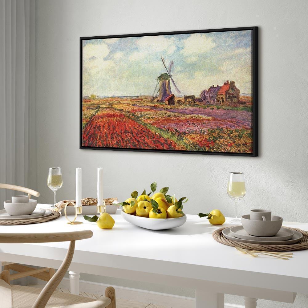 Leinwandbild - Claude Monet – Tulip Fields with Windmill