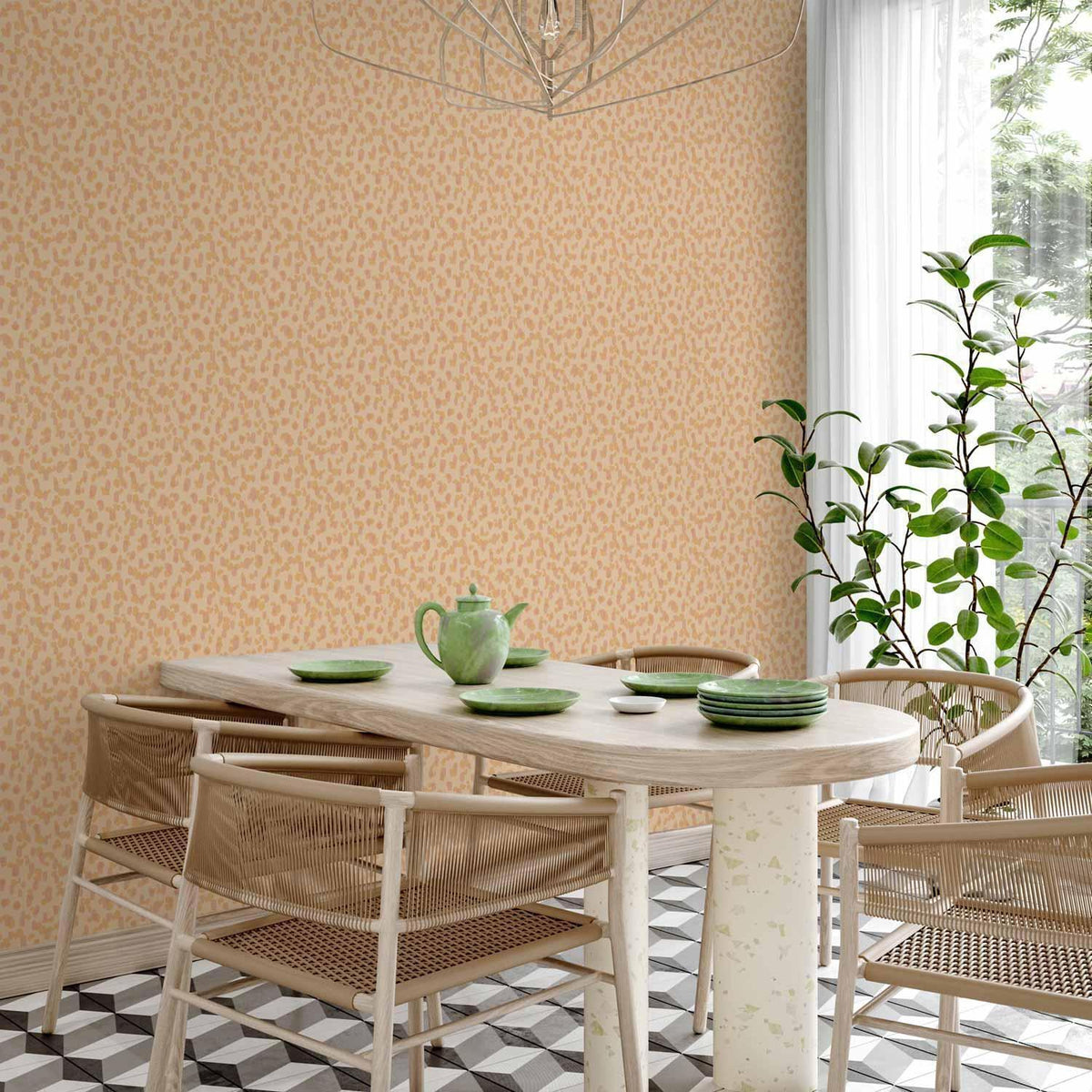 Tapete - Tiny Dots - optimistic pattern in peach colors