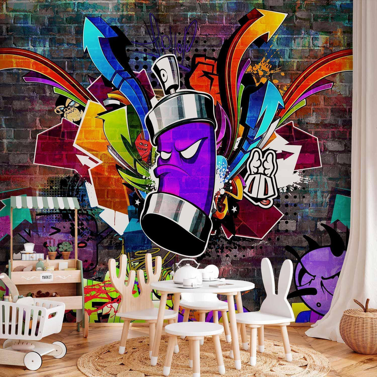Fototapete - Graffiti: Colourful attack