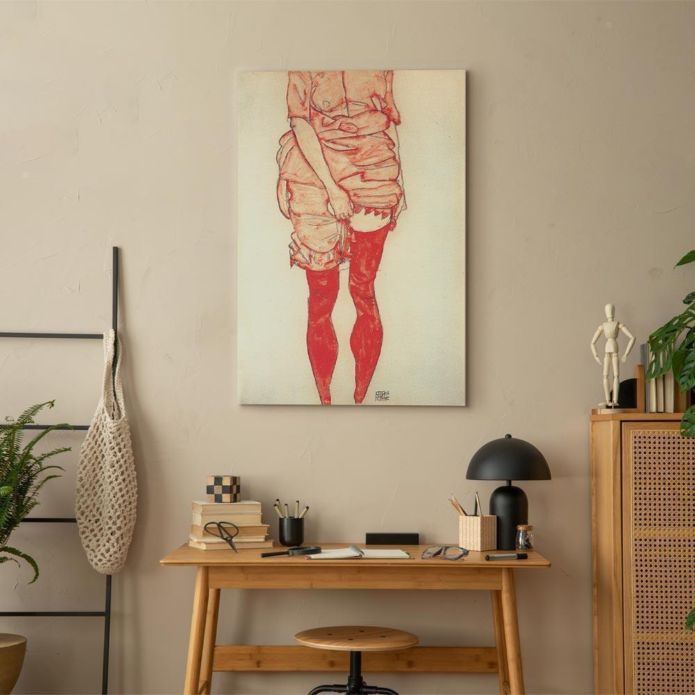 Leinwandbild - Egon Schiele – Standing Woman in Red