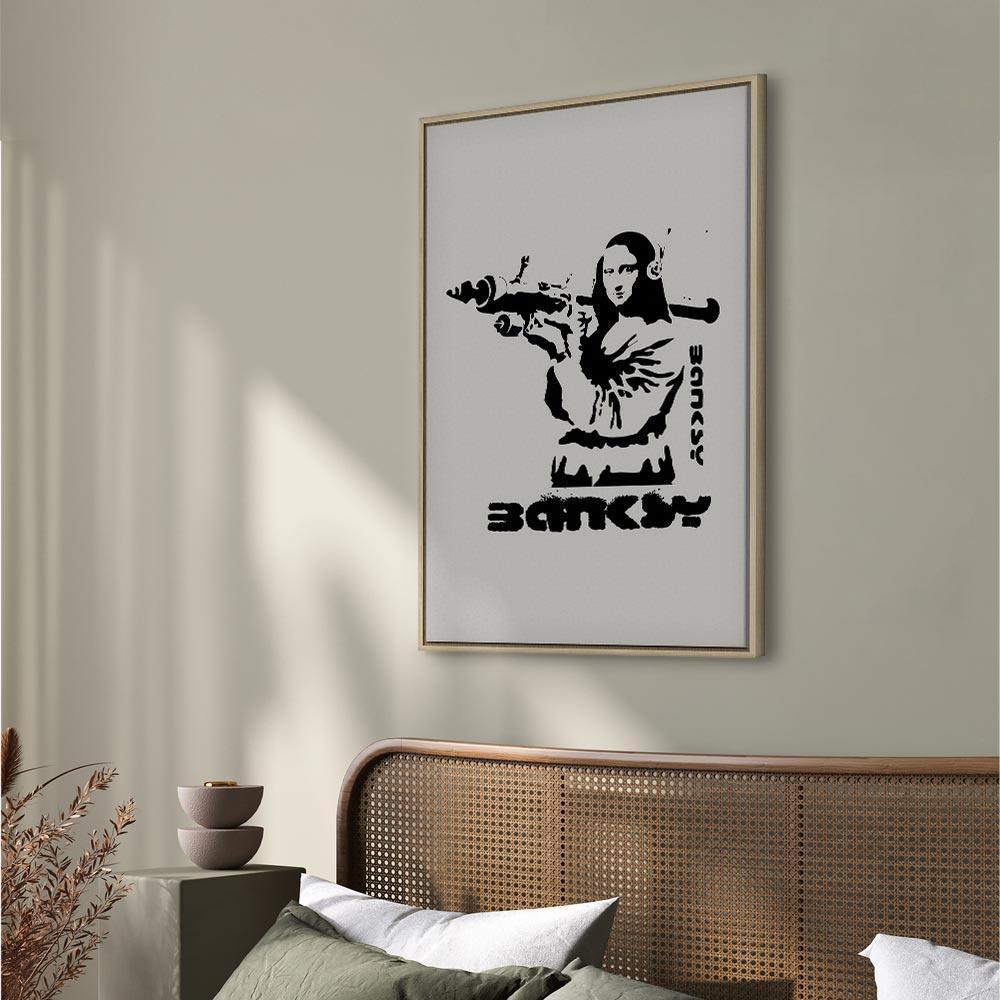 Leinwandbild - Contrast Duel (1-part) - Banksy on Mural with Mona Lisa