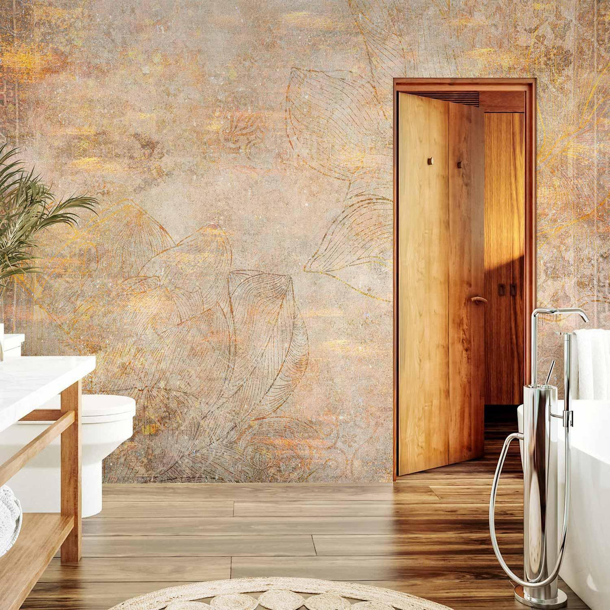 Fototapete Goldene Ornamente - Abstrakte Eleganz auf Beige