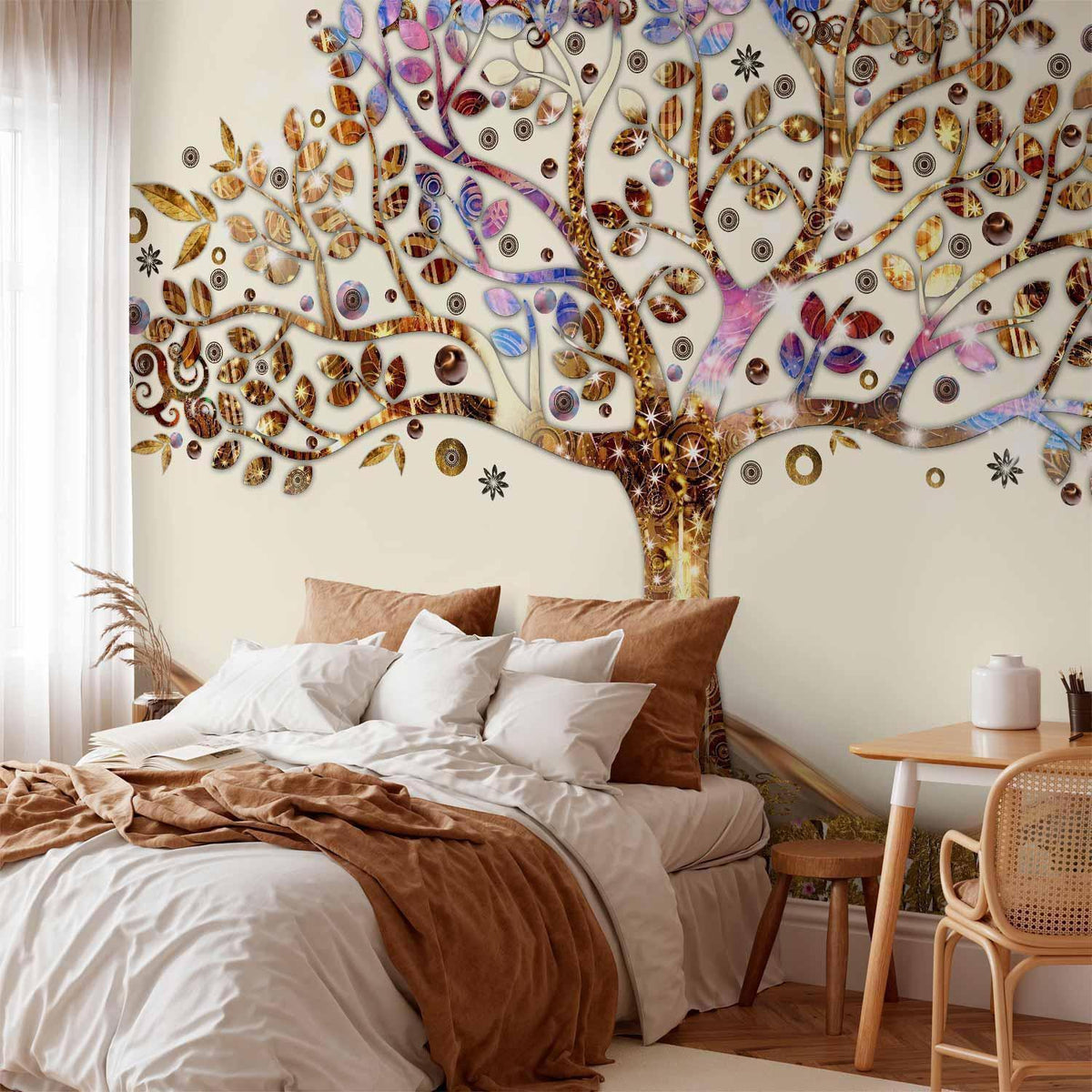 Fototapete Goldener Baum – Künstlerisches Naturmotiv in Gold