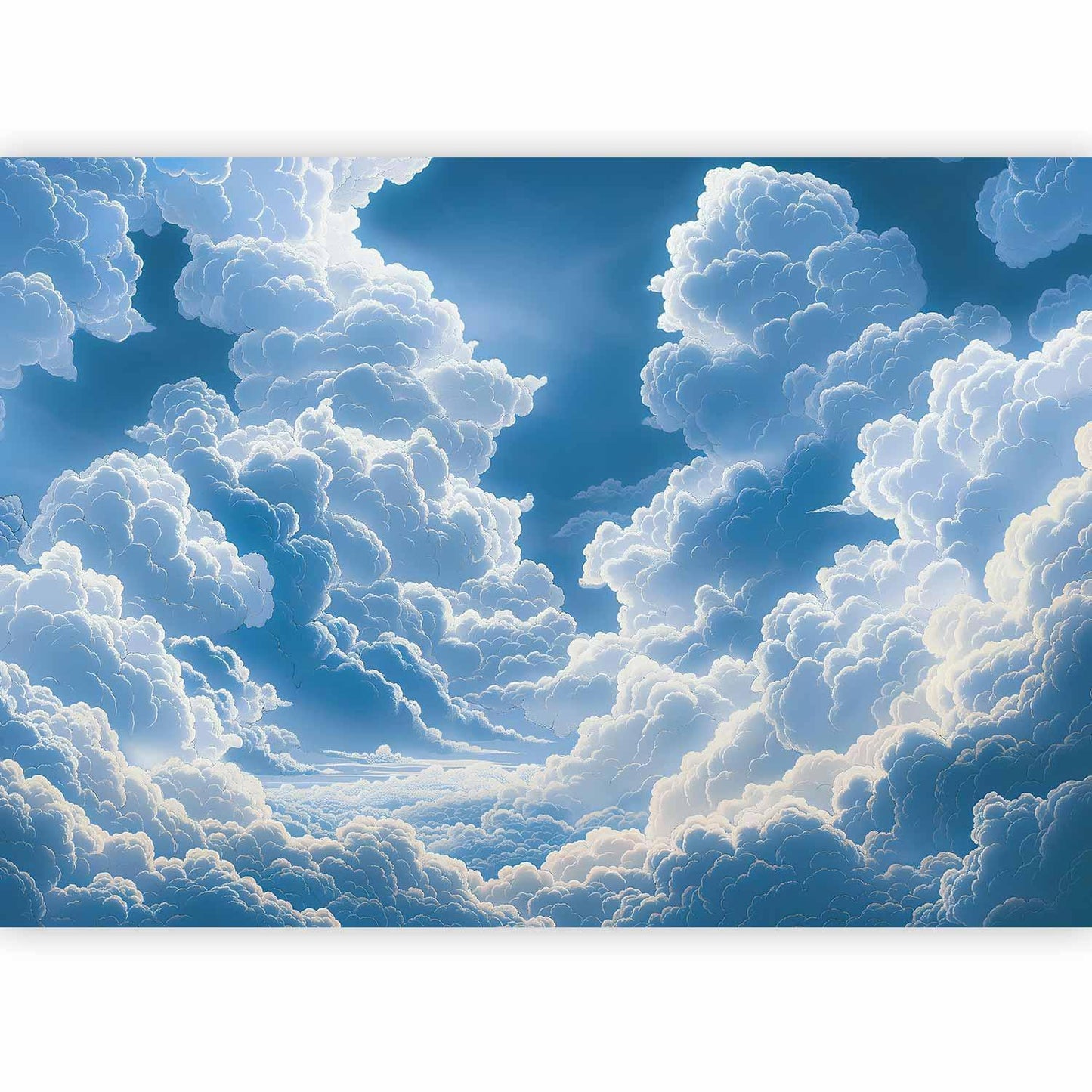 Fototapete - Blue Sky Breaking Through White Fluffy Clouds Artgeist
