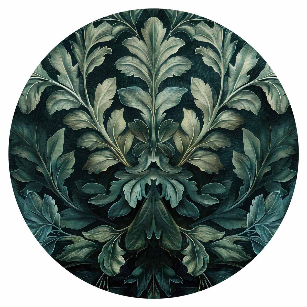 Runde Fototapete - Victorian leaves in dark greens