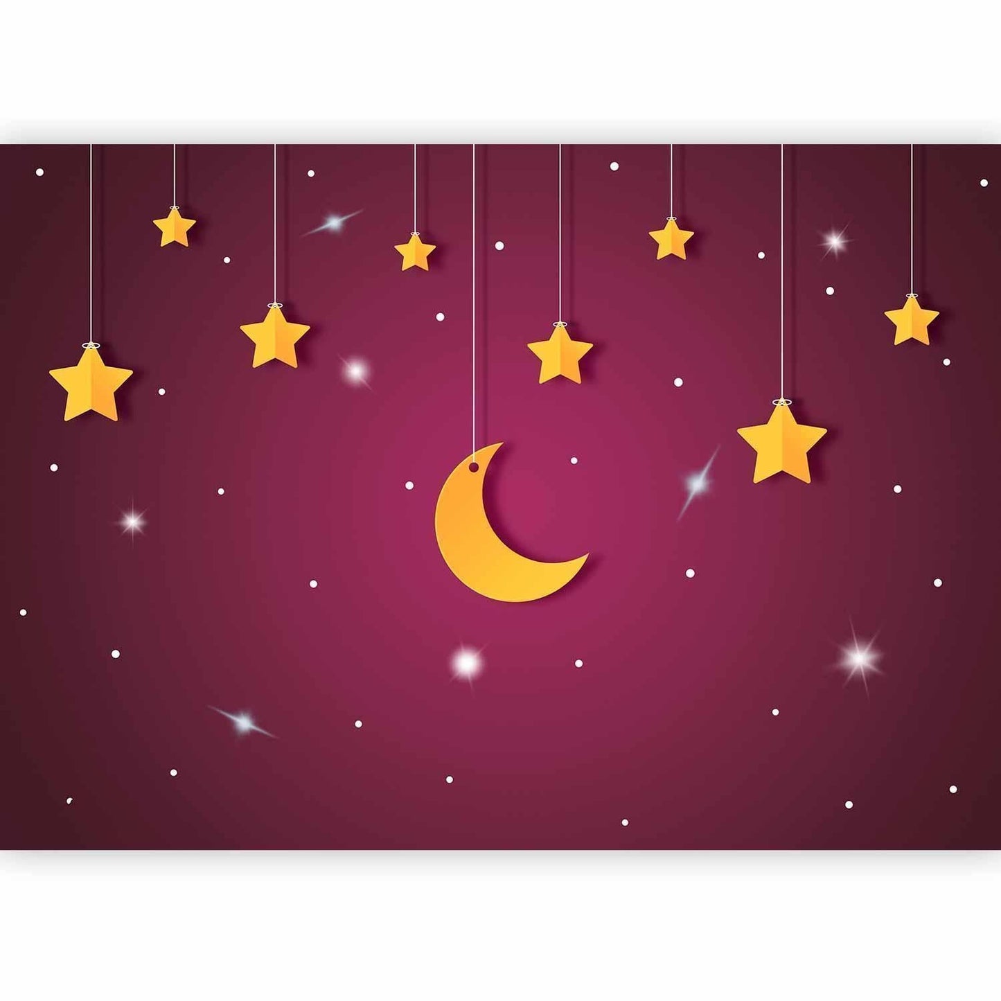 Fototapete - Skyline - violet night sky landscape with stars for children Artgeist