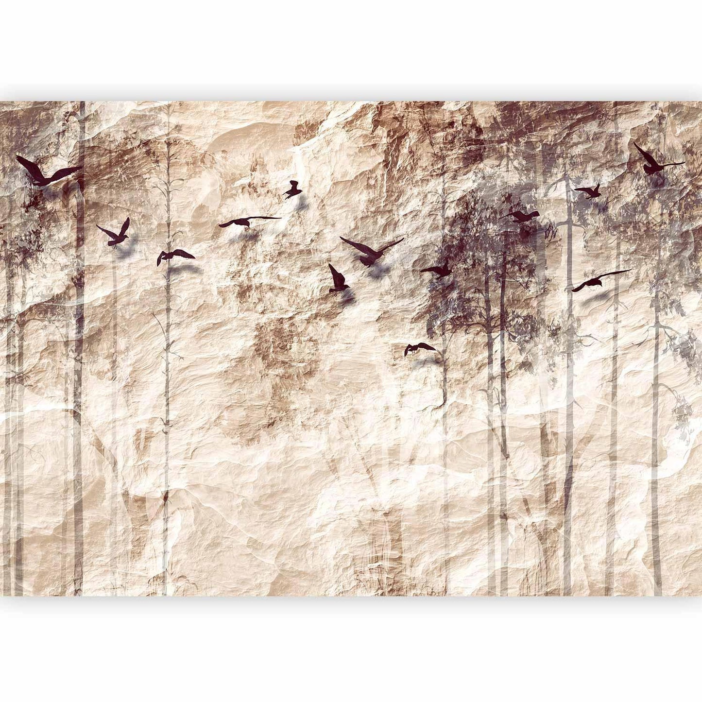 Fototapete - Papier Natur Vintage Textur mit Waldmotiv