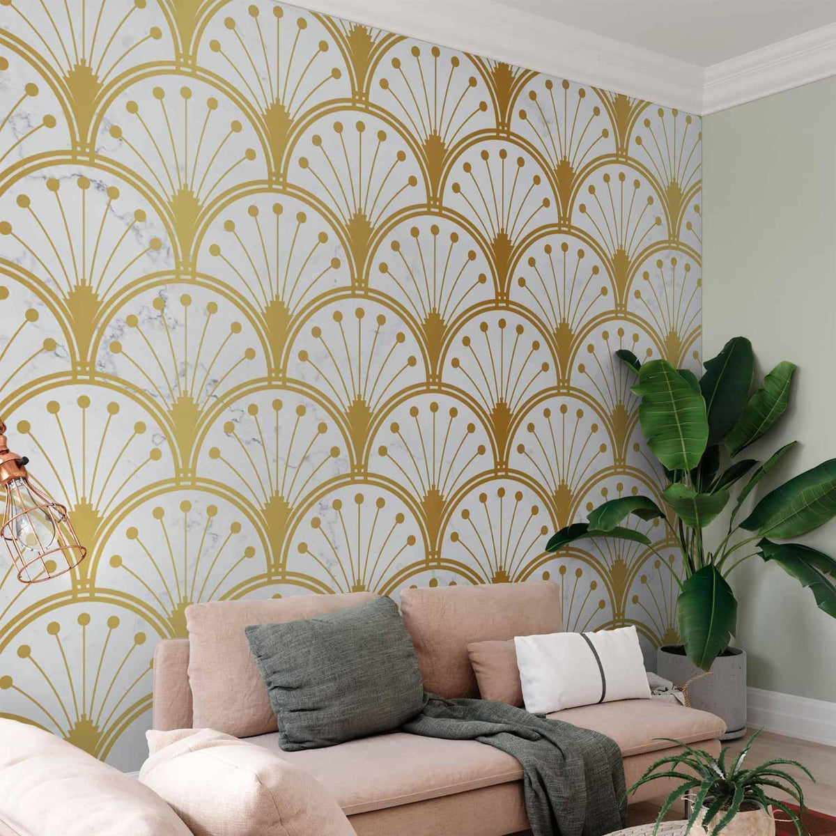Fototapete - Gold and Marble Art Deco-inspired Pattern