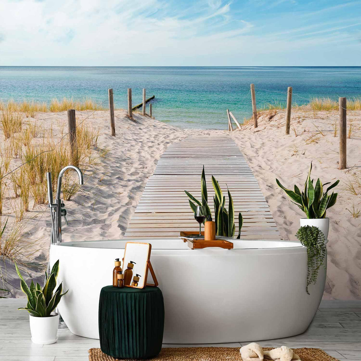 Fototapete Urlaub am Meer – Entspannte Strandszene