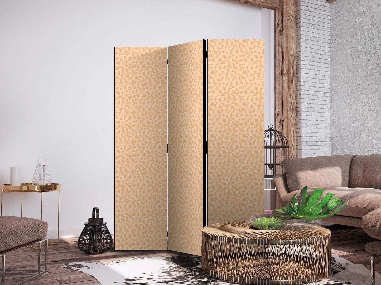 Paravent - Tiny Dots: Optimistic Pattern in Peach Colors Artgeist