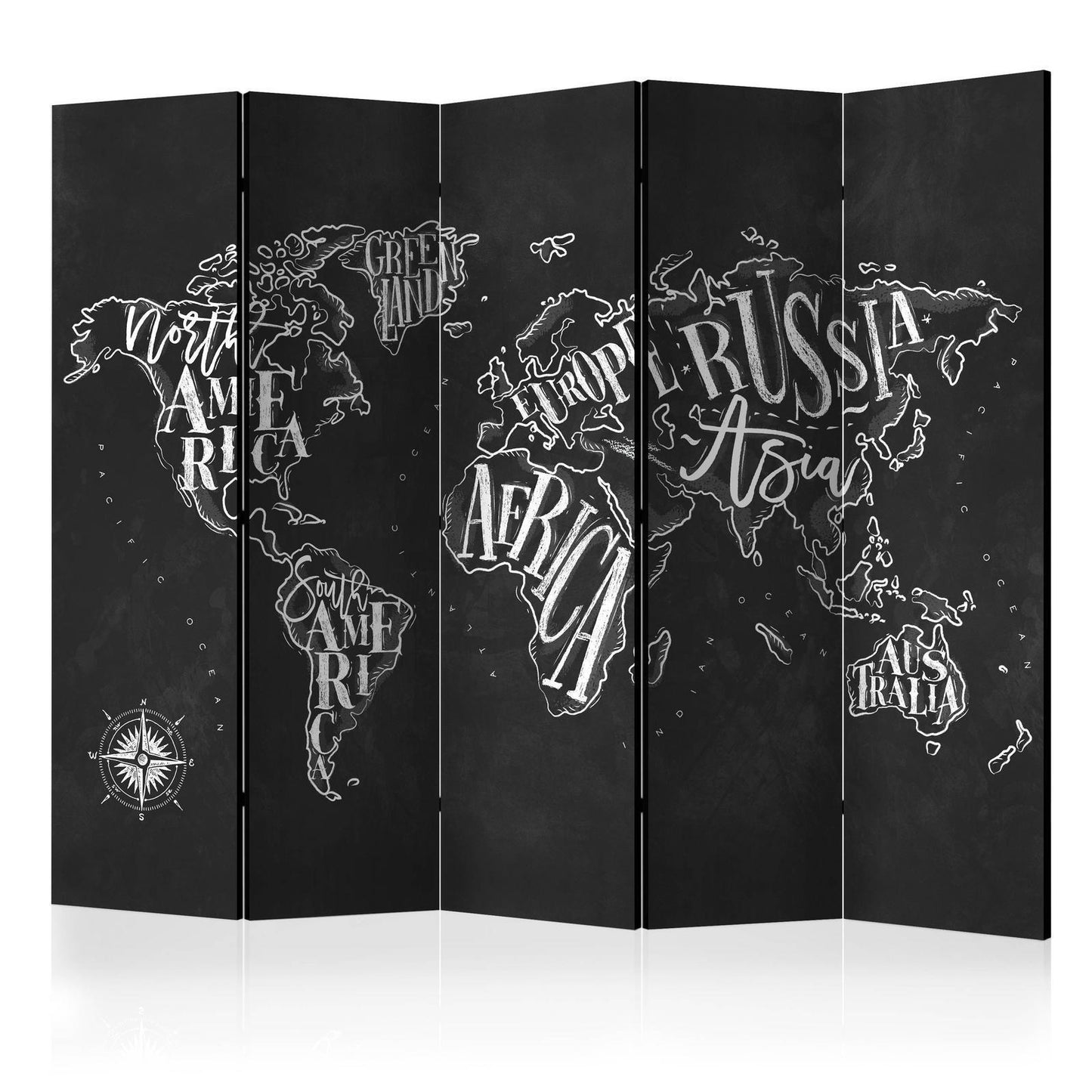 Paravent - Retro Continents (Black) II Artgeist