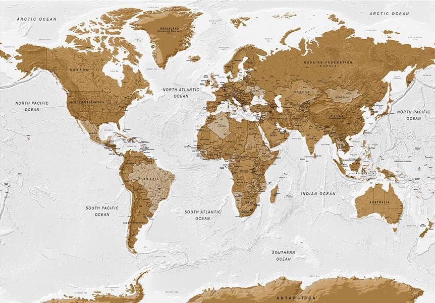 Fototapete - World Map: White Oceans Artgeist