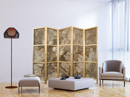 Japanischer Paravent - Carved Baroque Ornaments - Rich Composition in Sepia Colors