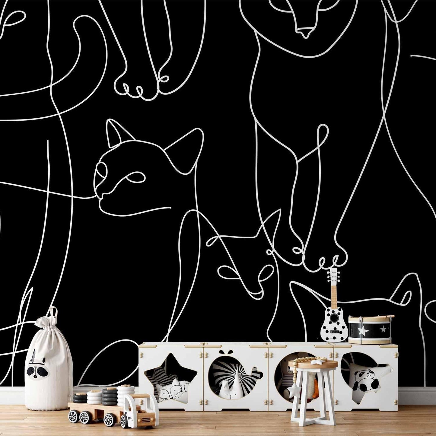 Fototapete „Cat Habits“ – Verspielte Katzenmotive für Katzenliebhaber Artgeist