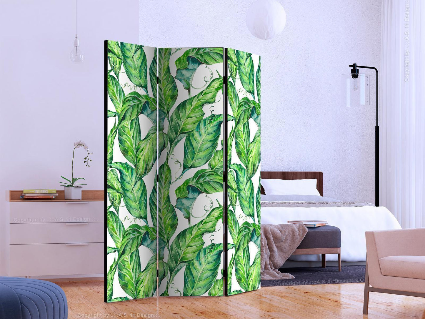 Paravent "Long Leaves" – Stilvolle Raumtrennung mit tropischem Blätterdesign