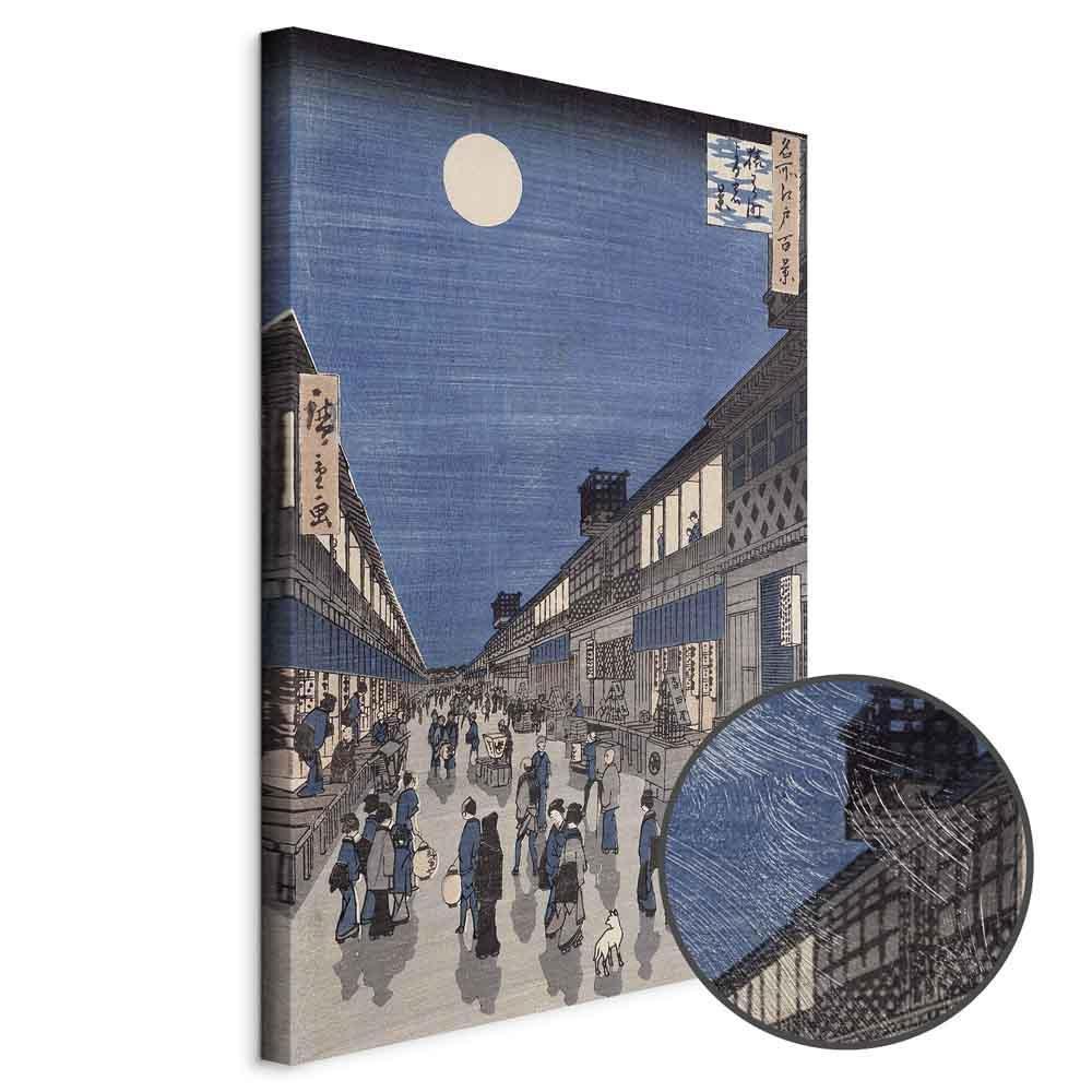 Leinwandbild - Utagawa Hiroshige – Night time view of Saruwaka Street