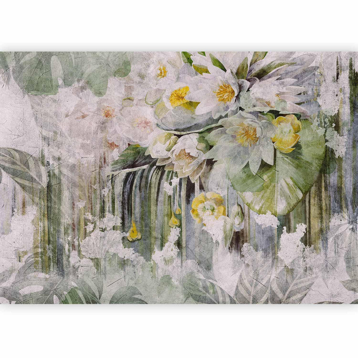 Fototapete Wilder Naturmoment - Botanische Blumen in natürlichen Farben