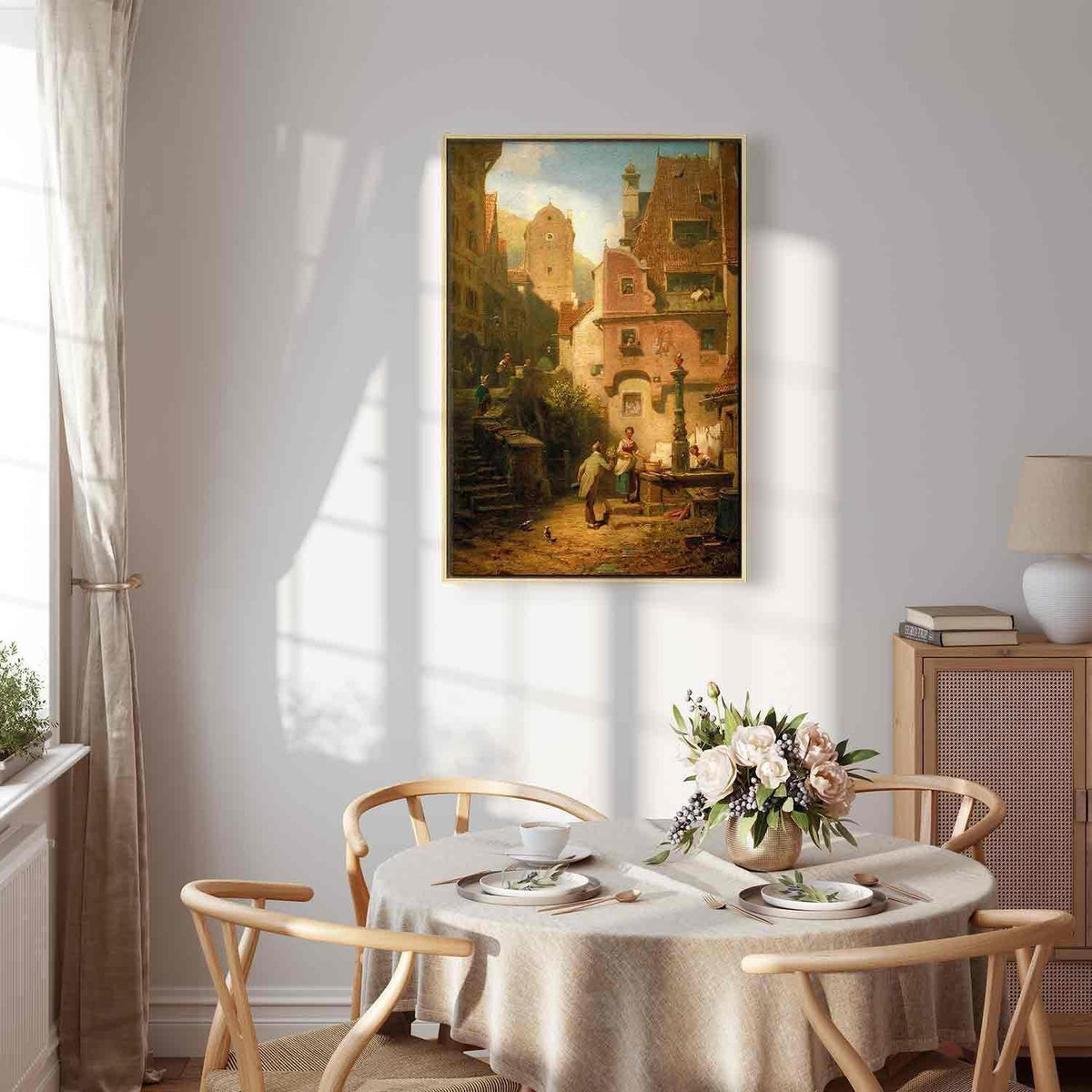 Leinwandbild - Carl Spitzweg – Well-Wisher Presenting Flowers