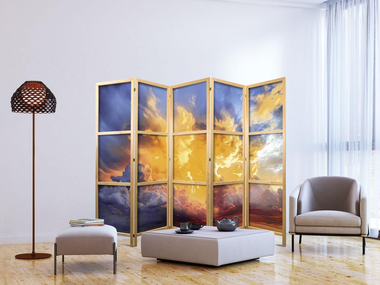 Japanischer Paravent - Beautiful Sunset - Clouds in Warm Shades Artgeist